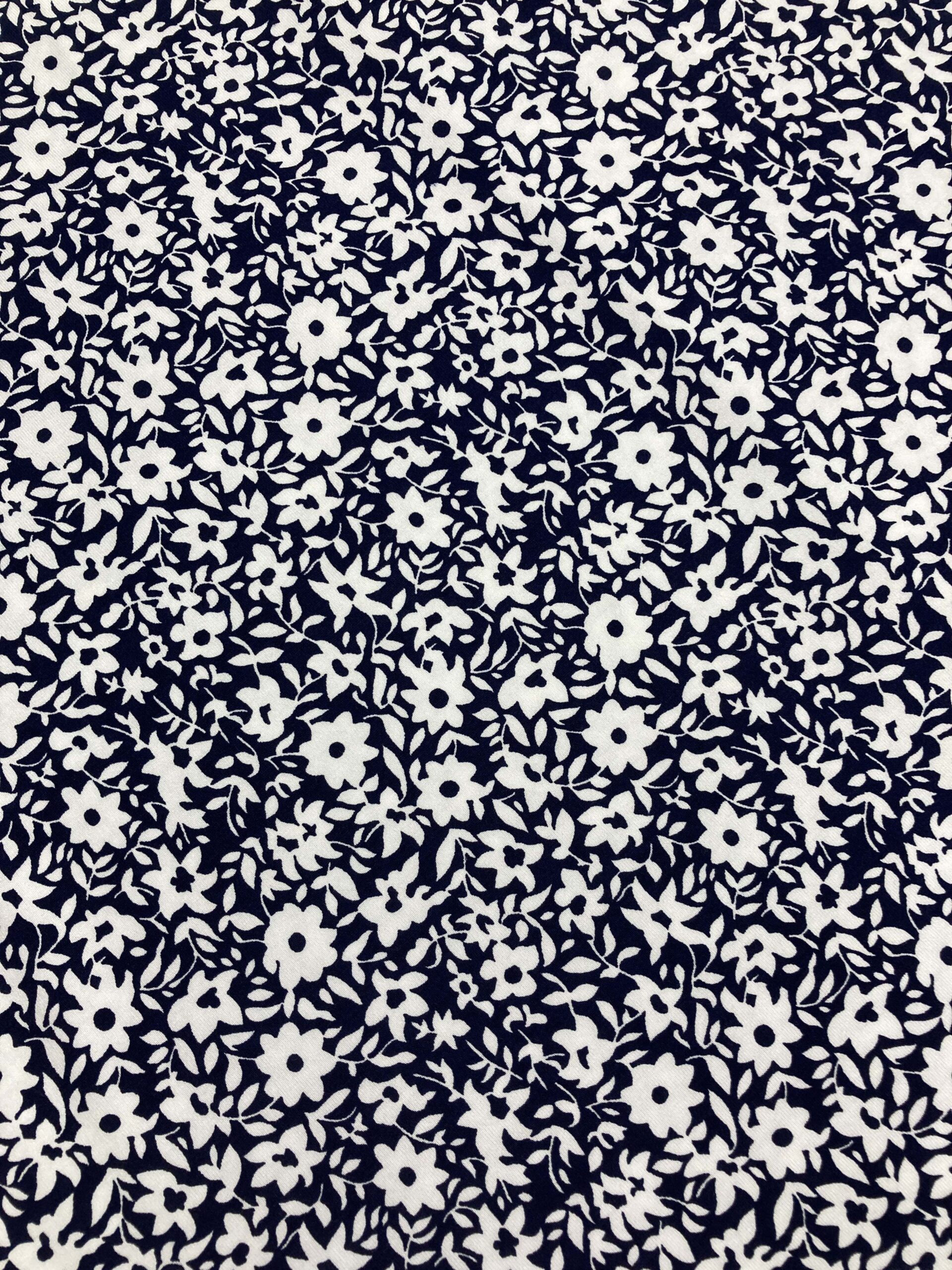 White Flowers Navy | Karen Delahunty Sewing & Knitting Centre